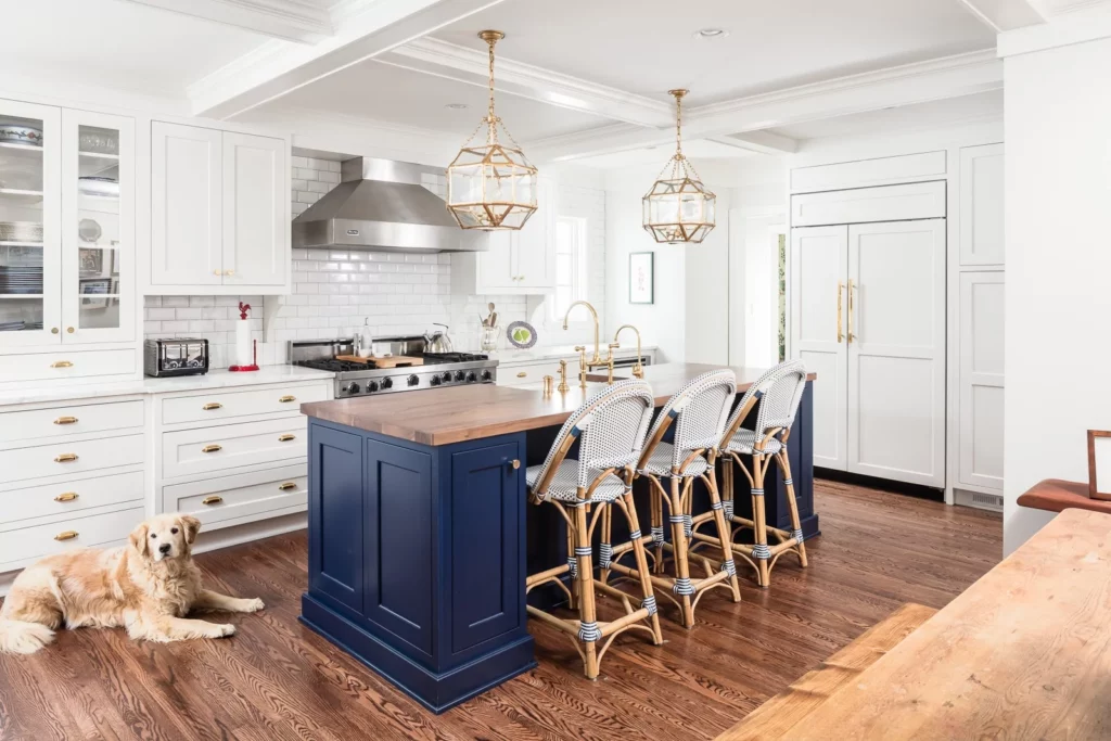 Luxury kitchen island with three chairs